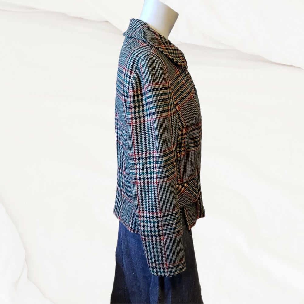 Custom Casuals vintage plaid tartan button up blazer size small - Picture 8 of 12